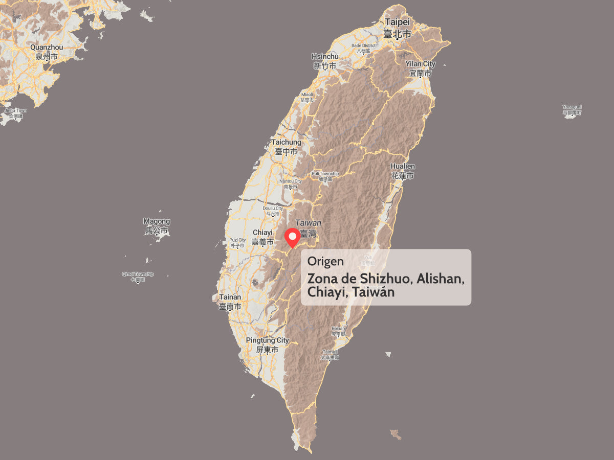 Mapa de origen de té Alishan Chiayi Taiwan